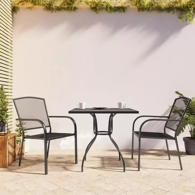 vidaXL Garden Dining Set Steel 3 Piece Set Stackable