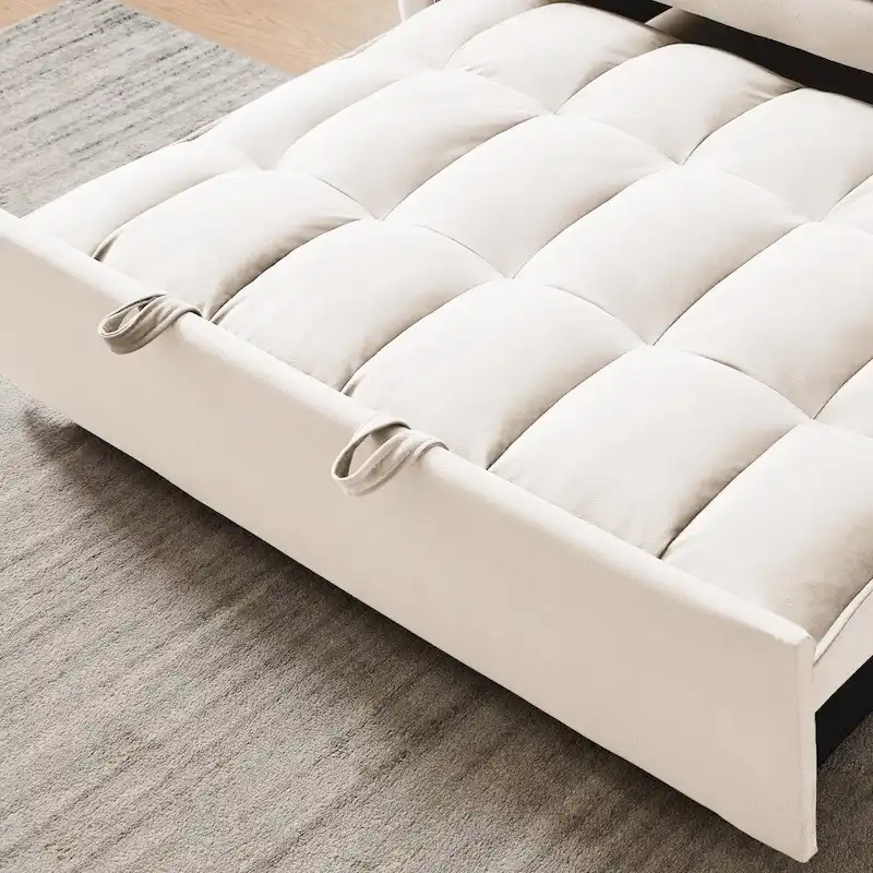 3 in 1 Convertible Velvet Sofa Couch w/Pullout Bed and Reclining Backres