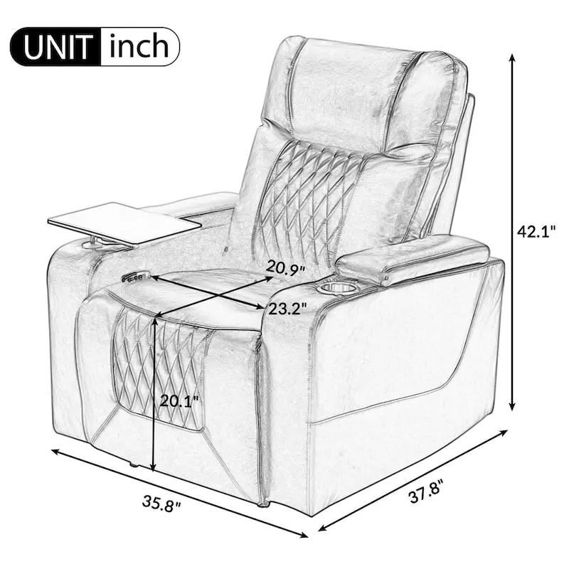 Nestfair Power Motion Recliner with 2 Cup Holders and 360 Swivel Tray Table