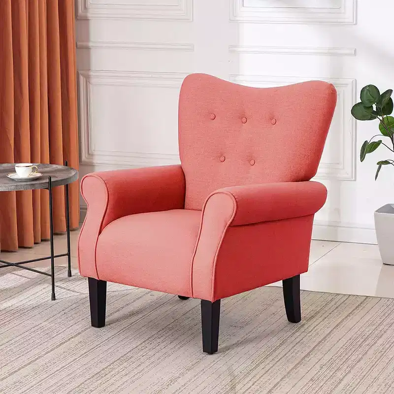 Erommy Mid Century Velvet Tufted Armchair, High Back Accent Chair
