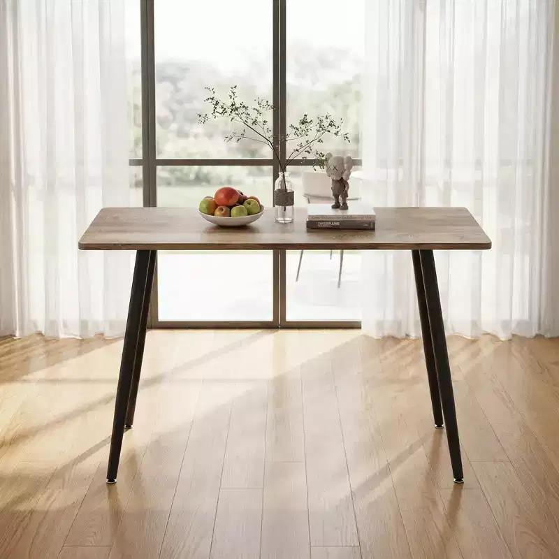 FurnitureR Modern Rectangular Dining Table with MDF Wood Top and Metal Legs, Kitchen Dining Room Table for Home Apartment Dining Space