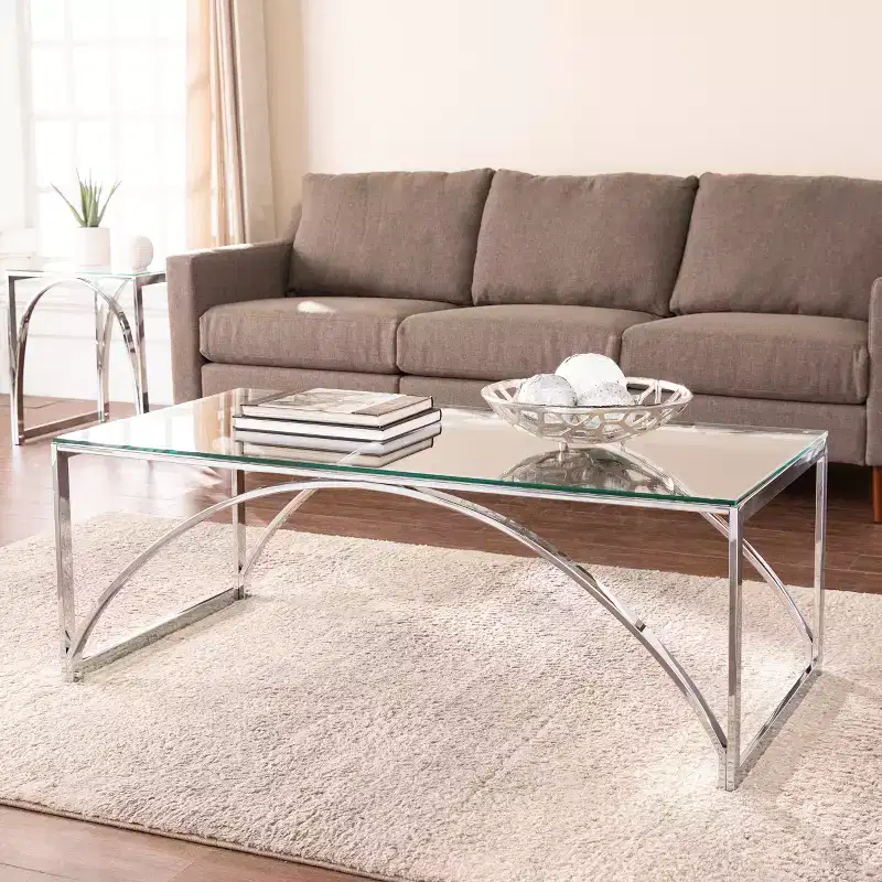 Stevenly Glass-Top Cocktail Table - Charcoal - SEI