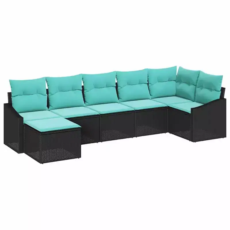 vidaXL Garden Sofa Set 7 pcs Brown Poly rattan - Brown Without Table