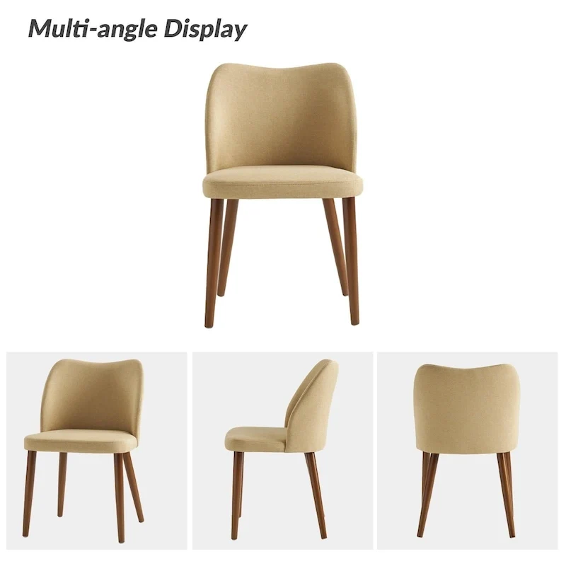 Solid Wood Dining Chair Set of 4 with Curved Backrest