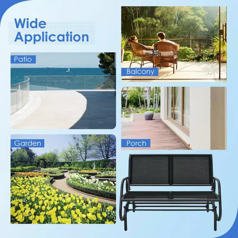 Costway Patio Swing Glider Bench Loveseat Rocking Chair Backyard Poolside