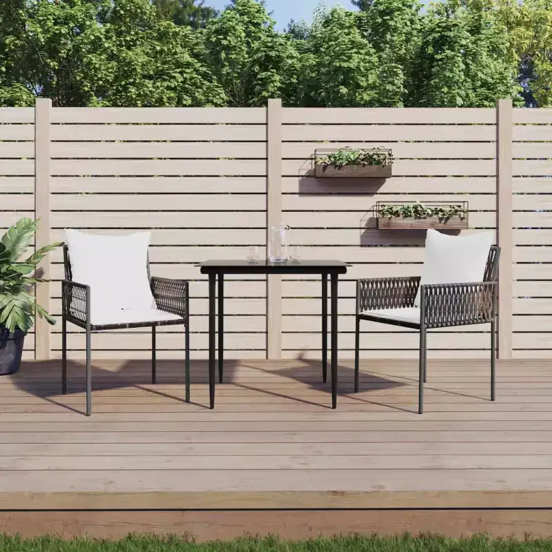 vidaXL Patio Dining Set with Cushions Outdoor Furniture Poly Rattan and Steel