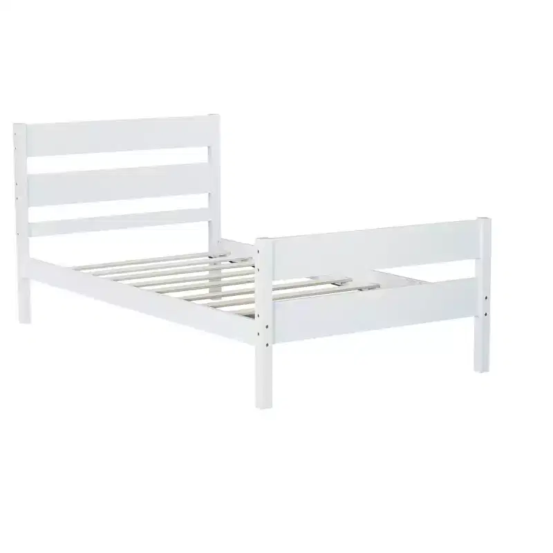 MAYEERTY Twin Bed Frame Upholstered Faux Leather Lumbar Support No Box Spring Needed