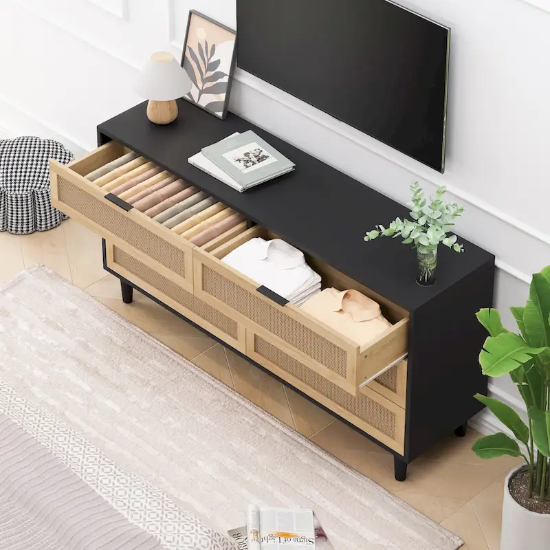 6-Drawers Rattan Storage Cabinet