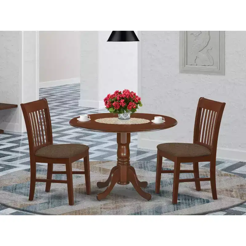 Round Kitchen Dining Set - 3 Piece Table & Chair Set - 42 Inch Table - Bohemian Style