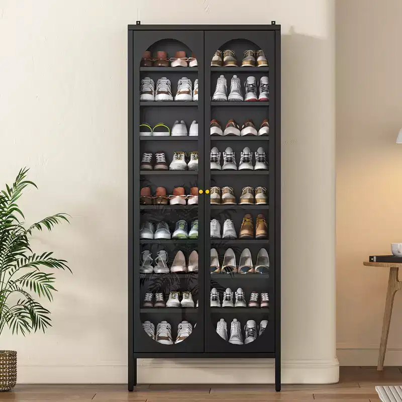 Bekrvio 9-Tier Tall Metal Shoe Cabinet with Glass Doors, Heavy Duty Freestanding Shoe Storage Rack with Adjustable Shelves, 2736 Pairs