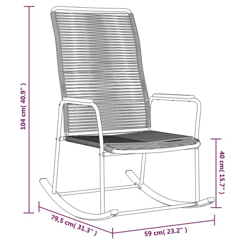 vidaXL Patio Rocking Chair Black 23.2x31.3x40.9 PVC Rattan
