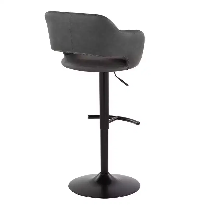 LumiSource Set of 2 Margarite Adjustable Barstools Black PU