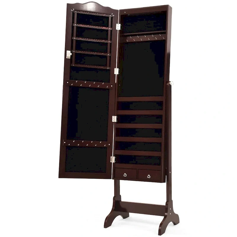 Espresso Jewelry Cabinet with LED Dressing Mirror
