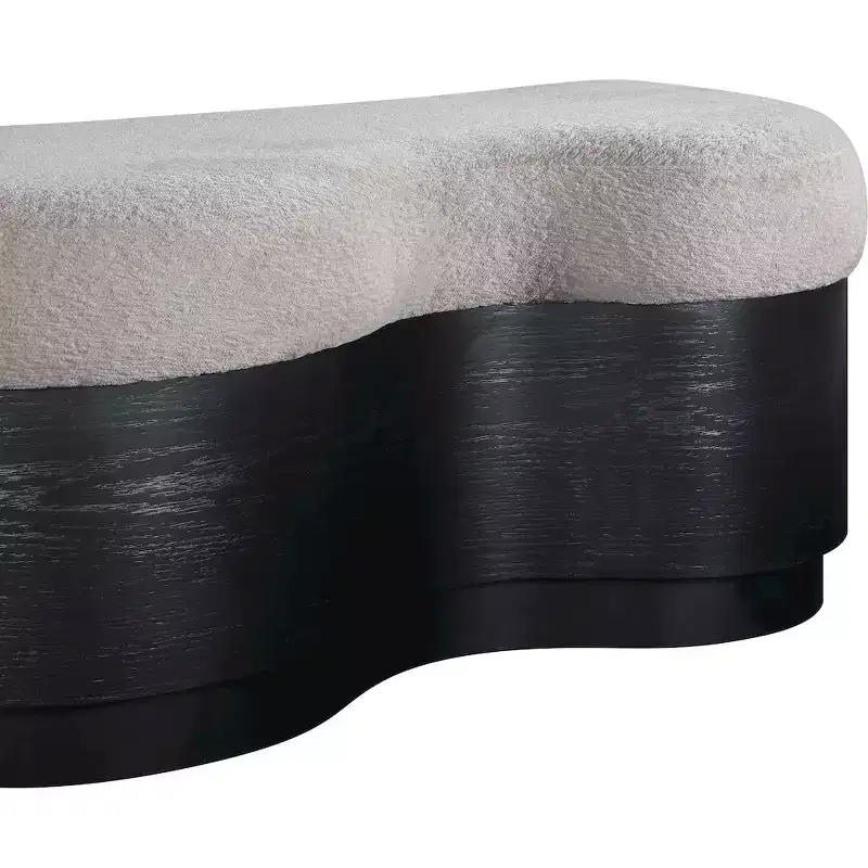 Meridian Furniture,Savoy Velour Fur Fabric Bench
