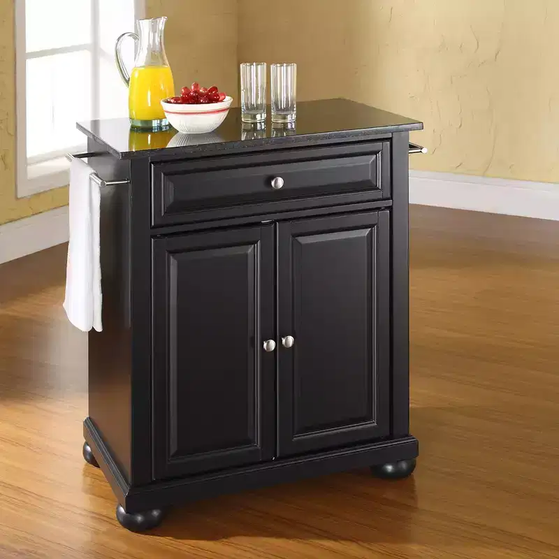 Alexandria Black Granite Top Portable Kitchen Island/Cart - Crosley