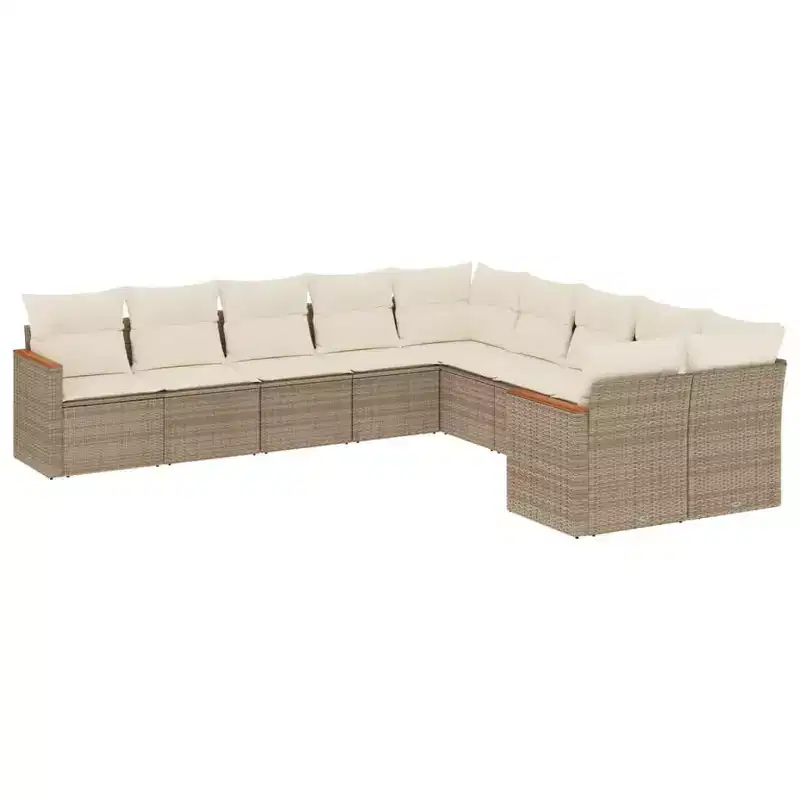 vidaXL 10 Piece Patio Sofa Set with Cushions Poly Rattan