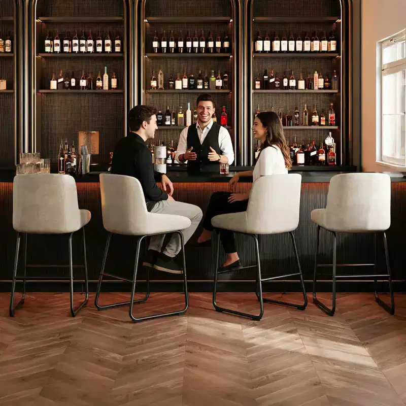 Bar Stools Set of 3, 24 Inch Counter Height Barstools with Back, Modern PU Leather Upholstered Bar Chairs