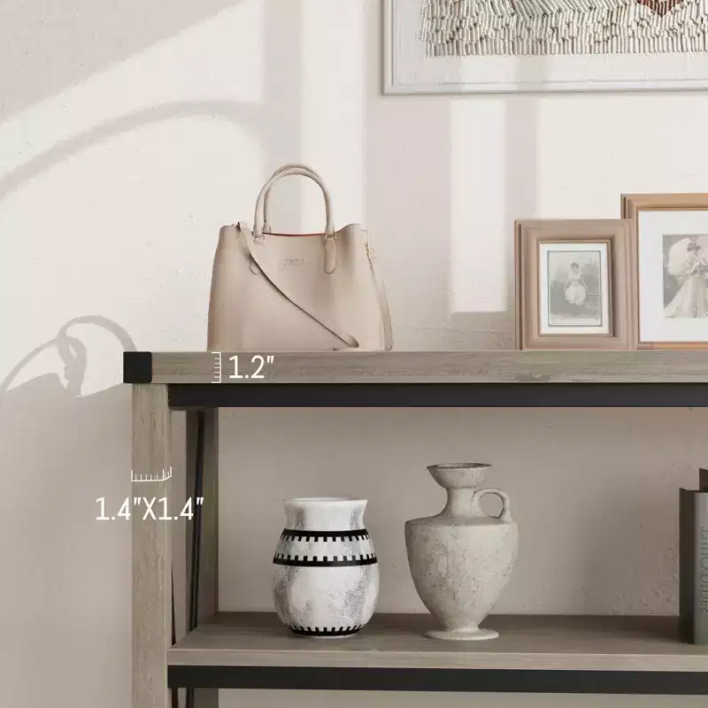 Entryway Console Table, Rustic Console Table with Wide Storage, Industrial Foyer for Entryway with 3-Tier Open Shelves, Entry Tables for Living Room