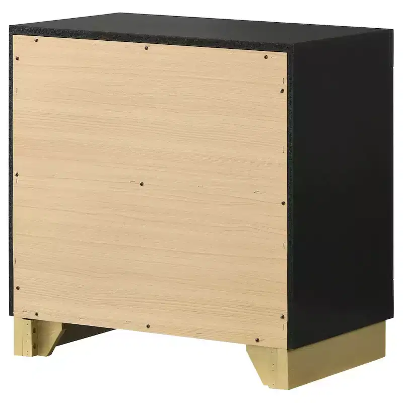Black & Gold 2-Drawer Nightstand – Single
