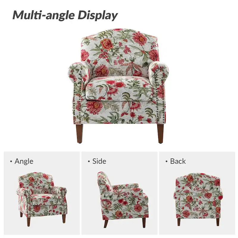 Giampiero Wooden Upholstery Armchair with Nailhead Trims by HULALA HOME
