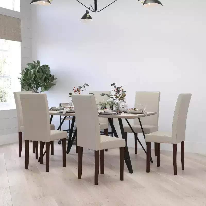 Merrick Lane Mid-Century Panel Back Parsons Accent Dining Chair - Set of 6