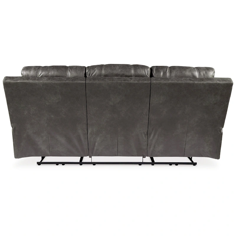 Ben Power Recliner Adjustable Headrest Sofa, 89 Inch Gray Faux Leather