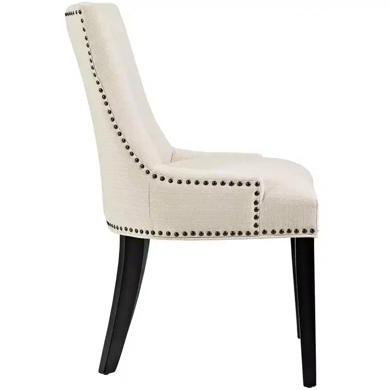 Set of 2 Marquis Dining Side Chair Fabric Beige - Modway: Hourglass Back, Nailhead Trim, Wood Legs