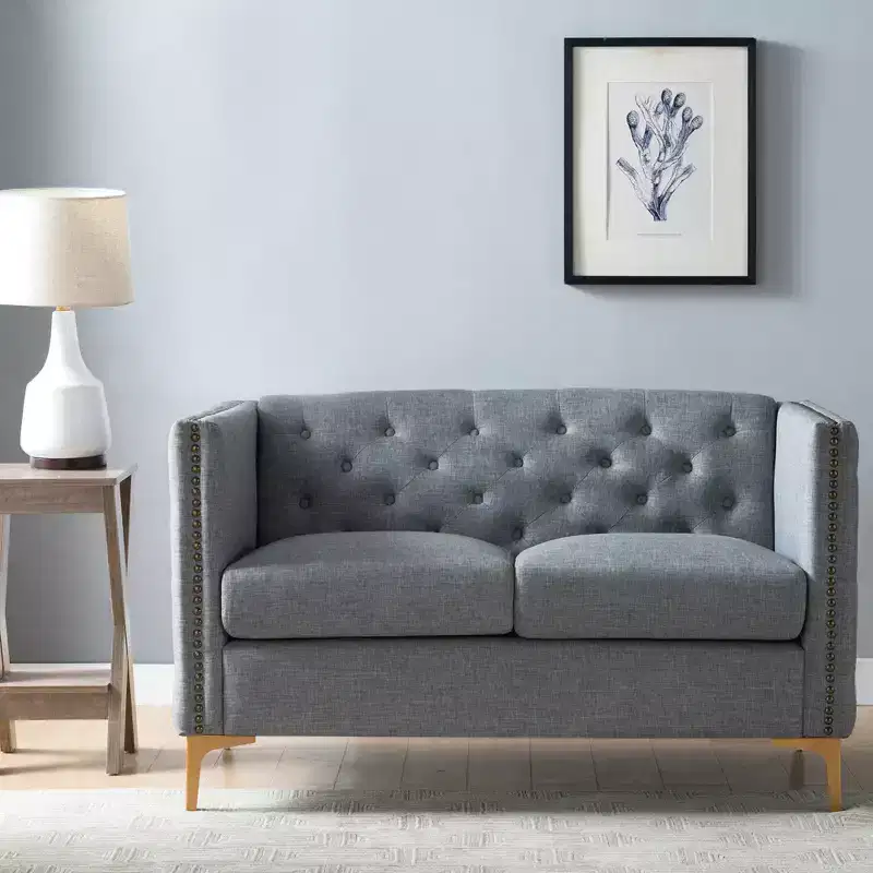 Gasper Tufted Upholstered Loveseat Light Gray - HOMES: Inside + Out