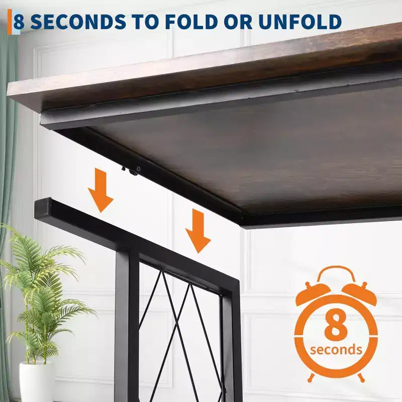 Metal Wire 3-Tier Foldable Shelf Rack with Wheels 29.84''H x 31.5''L x 22.05''W