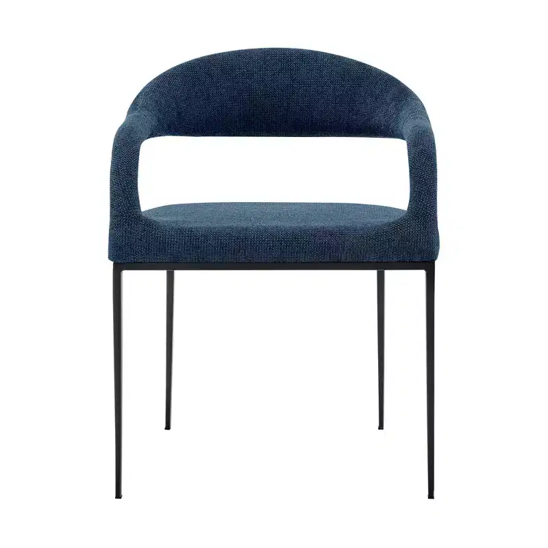 Set of 2 Upholstered Iron & Fabric Dining Chairs with Arms, 250LBS, Low Back