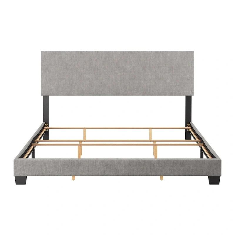 Modern King Bed with Upholstered Headboard (Box Spring Required)
