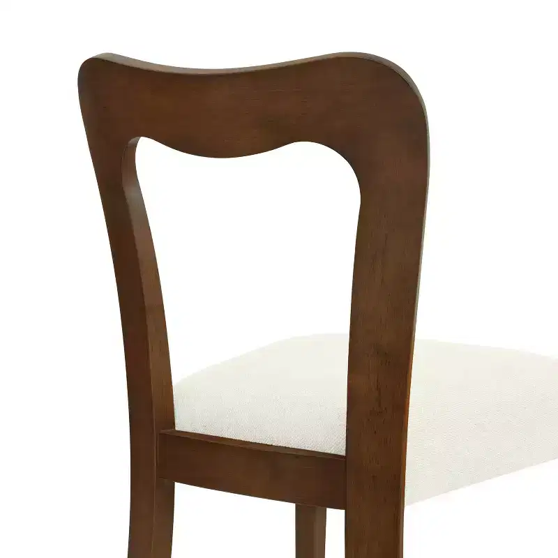 Christopher Knight Home Set of 2 Aaron Rubberwood Upholstered Dining Chairs with Curved Open Back Beige/Walnut