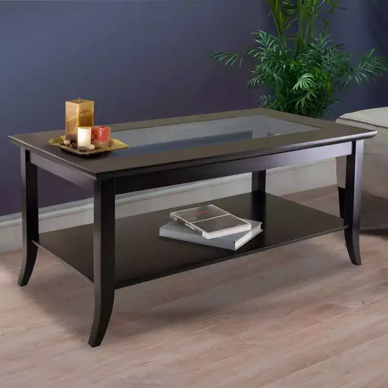 Genoa Coffee Table Glass Top Espresso - Winsome