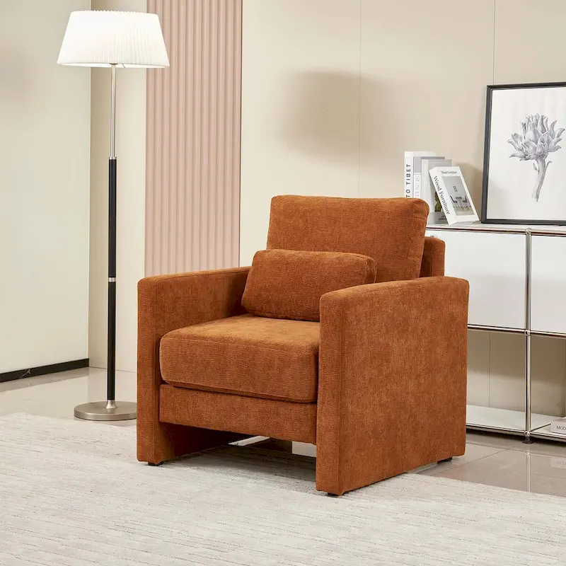 Chenille Upholstered Accent Chair with Armrests