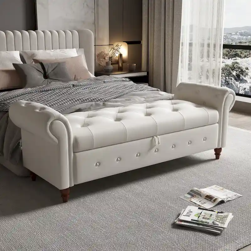 63 Fabric Bed Bench With Storage
