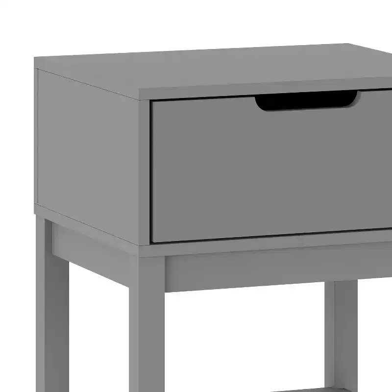 Kids Single-Drawer Nightstand with Solid Wood Frame & Open Shelf