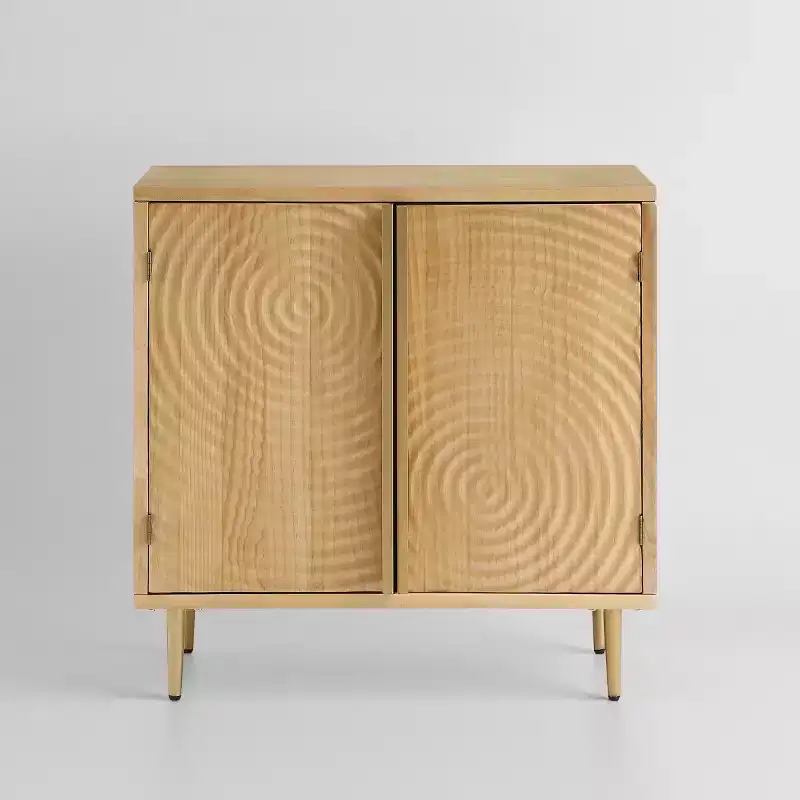 Art Leon Wood Cabinet Sideboard with Textured Door Decoration