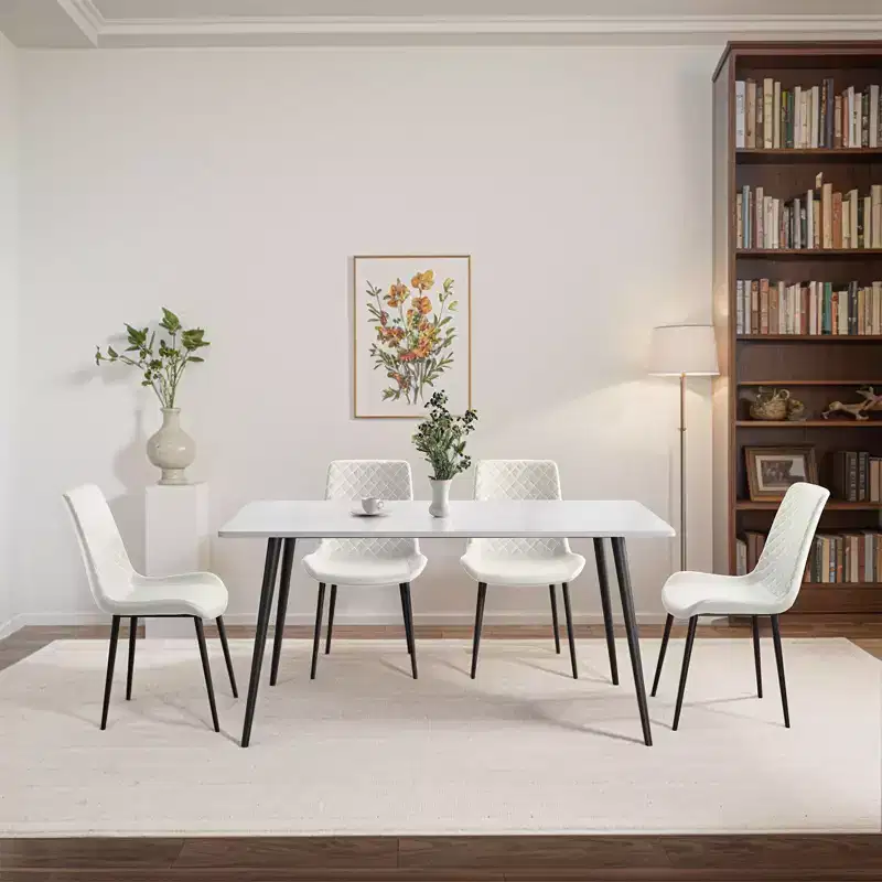 Waterproof PU Leather Dining Chairs Set of 2/4 with Metal Legs, Scratch-Resistant Feet, 300 lbs Capacity