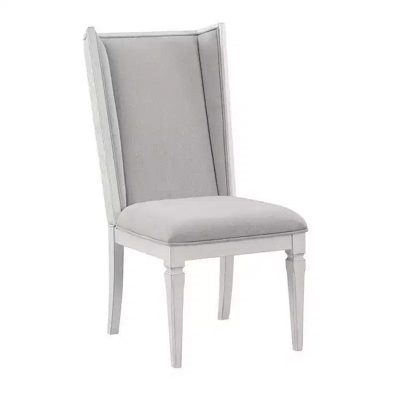 22.25"  Dining Chair Light Gray Linen and Weathered White Finish