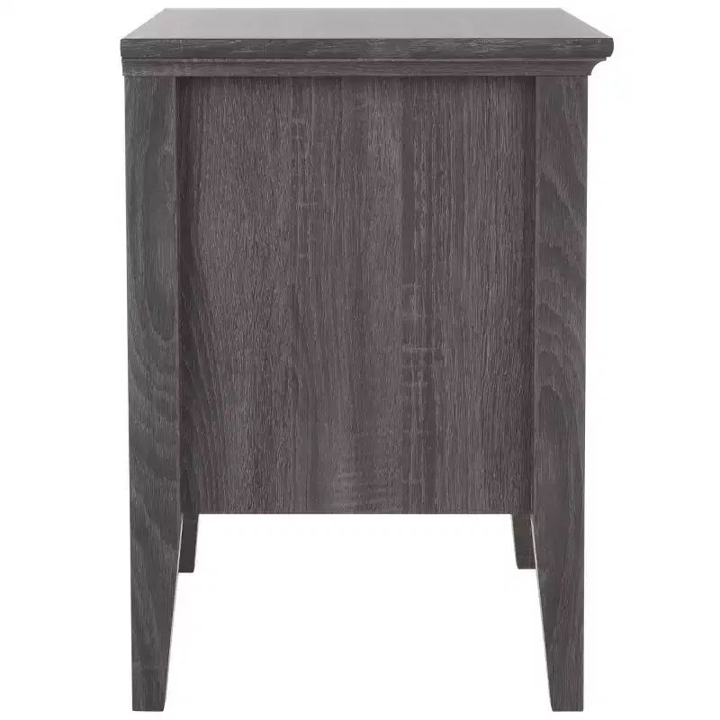 1-Drawer 1-Shelf Nightstand with Gold Pulls, Walnut Finish Bedside Table