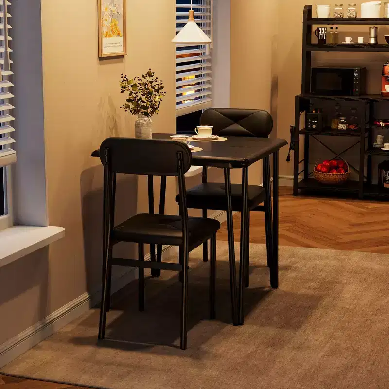 Kitchen Table and Chairs for 2, Small Square Dining Room Table Set with 2 Upholstered Chairs