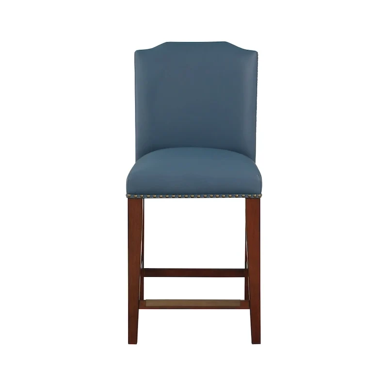 Britton Stationary Faux Leather Counter Stool with Nail Heads by Greyson Living