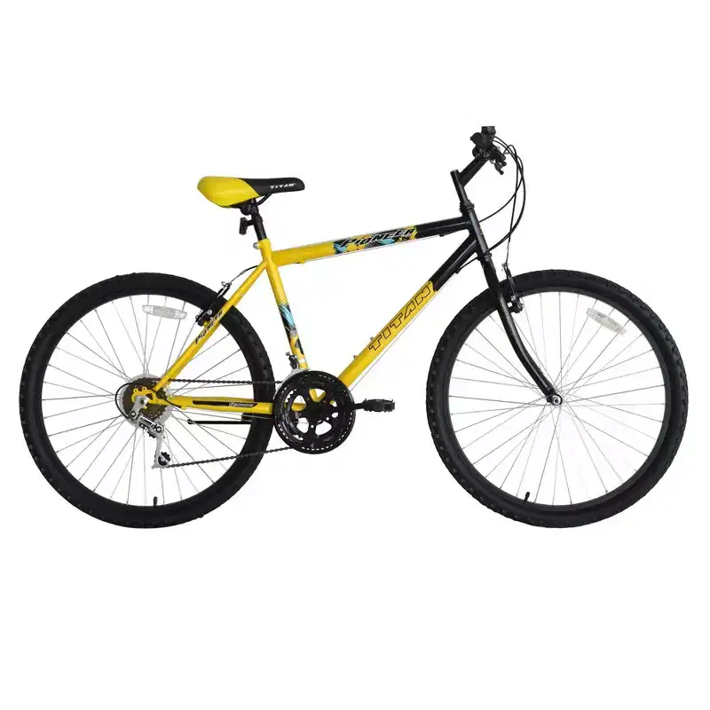 Titan Bikes Men's Pioneer 12-Speed Mountain Bike with Pull Brakes, Yellow