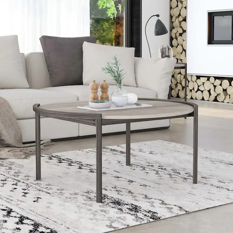 Urban Light Grey 37-inch Steel Round Coffee Table