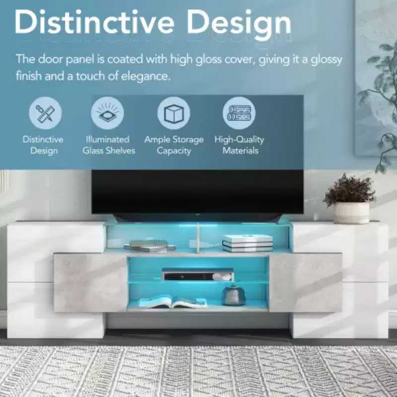 Fluted Nightstand with Charging Station, 2 Silent Drawers & Storage Shelf