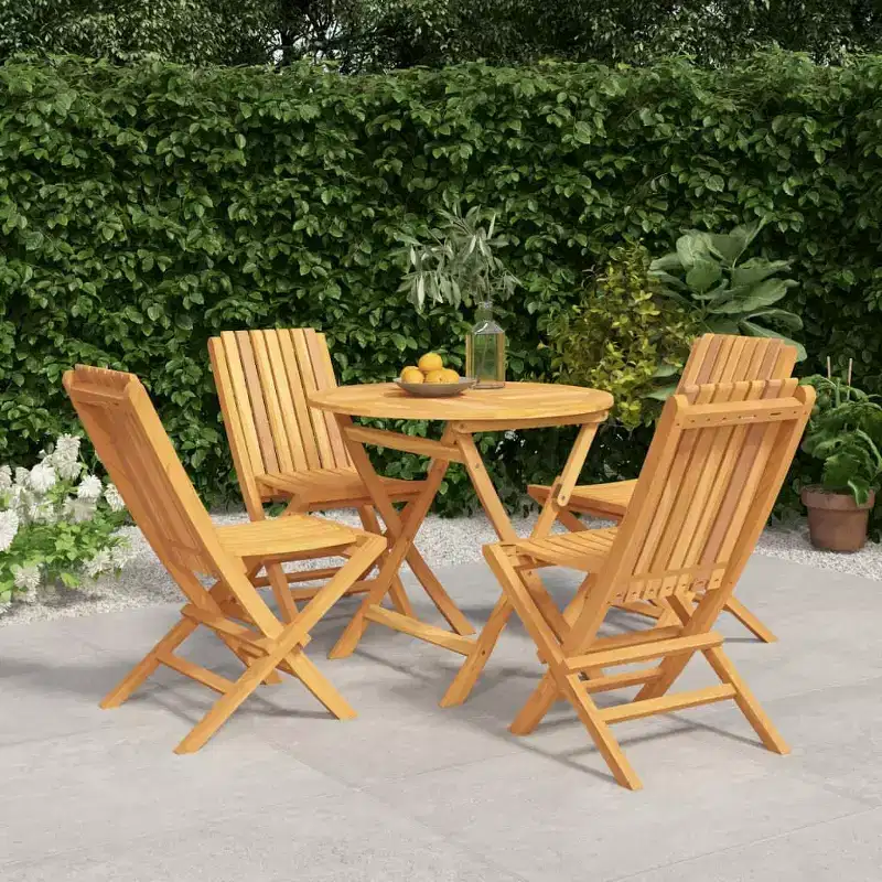 vidaXL Garden Dining Set Teak Solid Teak Wood Medium Collapsible