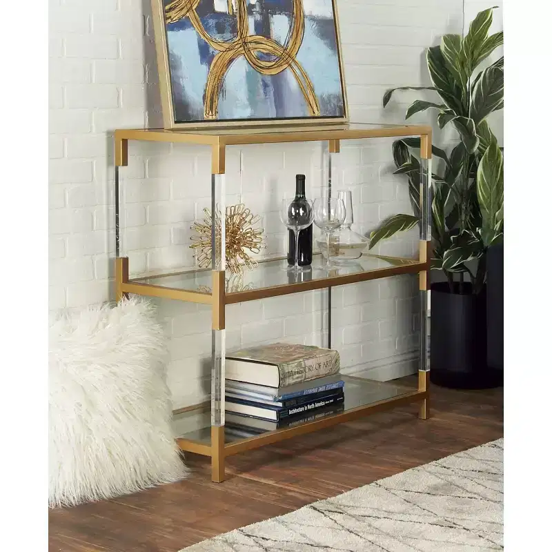 Metal and Acrylic Console Table Gold - Olivia & May