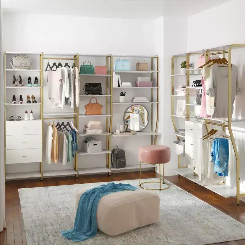 Gwyneth Closet - Vanity, White Faux Marble and Golden Bronze