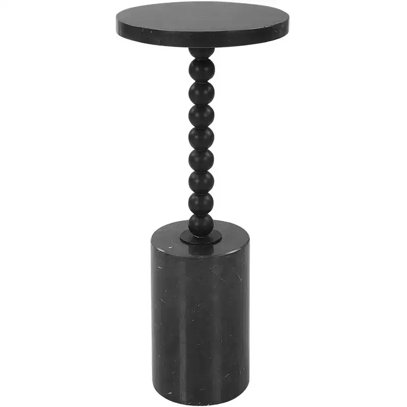Uttermost Bead 10 Wide Black Marble Round Drink Table