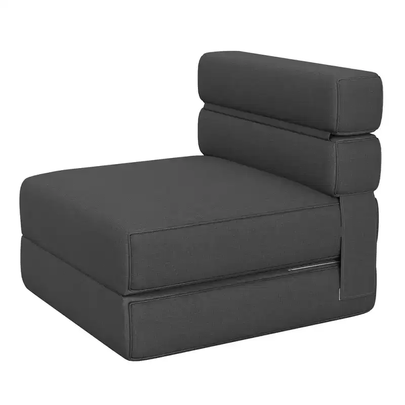 Folding Sofa Bed with Upgraded Pillow, Single Size Foldable Floor Couch and Mattress, High-Density Memory Foam with Linen Cover, Lounge Chair